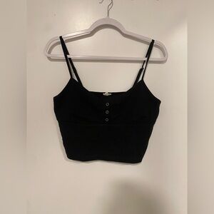 Garage Black Ribbed Crop Top - L